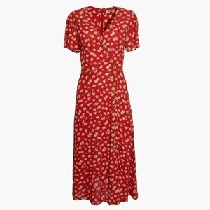 Madewell Red Floral Midi Dress